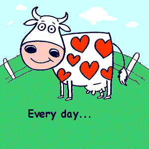 {Cow with hearts}